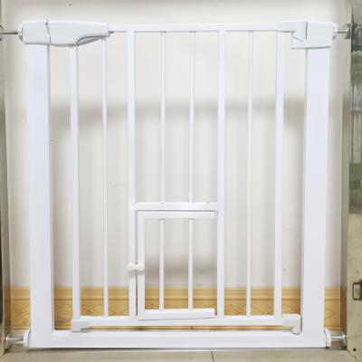 China Adjustable Easy Open Safe Pet Door White Metal Wire Free Pet Door Pressure Mount Viable Foldable Pet Door for sale