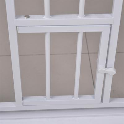 China Viable Custom Indoor Pet Gate For Dog Fence White Metal Pet Door Safety Double Lock Pet Door Automatic Stairs for sale