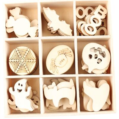 China Europe Chinese factory sales direct Halloween DIY coloring decorations 2021 new wooden Halloween decorations for sale