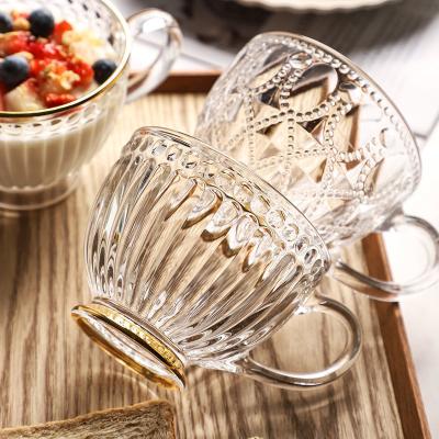 China Europe Crystal Factory Special Price Coffee Mug Custom Pattern Crystal Europe and Wholesale High Quality Glass Tea Cup With Handle for sale