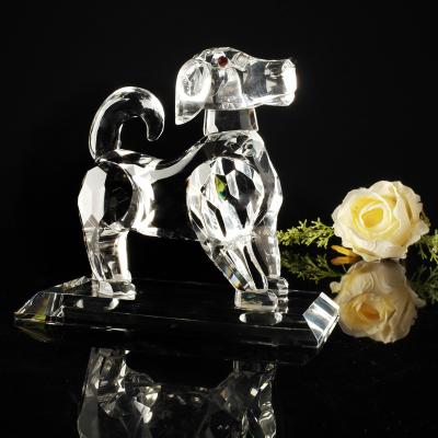 China Europe Europe Crystal Cute Dog Figurine Collection Cut Glass Ornament Statue Collectible Animal for sale