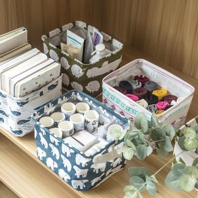 China Folding Cosmetic Organizer Office Stationery Organizer Canvas Toy Storage Box Laundry Basket Office Underwear Sundries Baskets Storage for sale