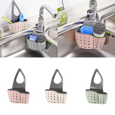 China Viable Home Adjustable Soap Sponge Holder Kitchen Sink Basket Drain Storage Shlf Drain Basket Bag Hanging Kitchen Accessories for sale