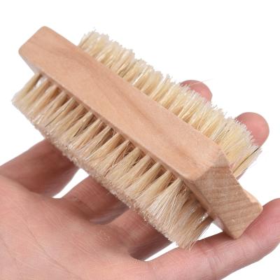 China Sustainable Wood Nail Brush Bilateral Natural Boar Bristle Manicure Wood Nail Brush SPA Dual Surface Cleaning Brushes for sale