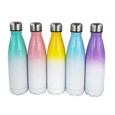 China AA22-19 17oz sublimation cola shape sustainable water bottle with gradient color 500ml stainless steel vacuum insulated mugs drink cup for sale