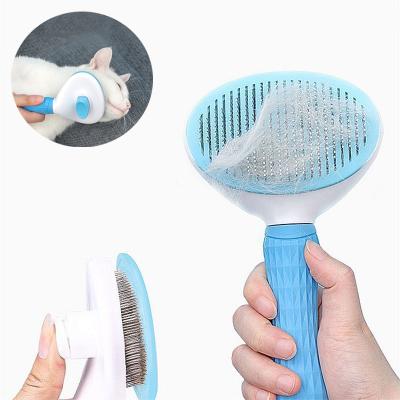 China Dog Grooming One-Click Hair Removal Comb Viable Cat Dogs Combs Automatic Hair Pet Sweep Cleaning Grooming Tools for sale