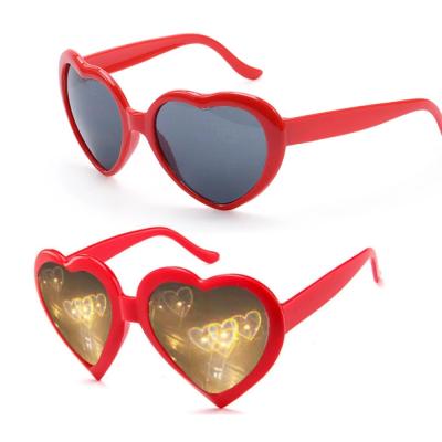 China Love Effects Heart Shaped Glasses Eyes Change Lights To Heart Shape At Night Diffraction Glasses Women Shape Sunglasses W-01379 for sale