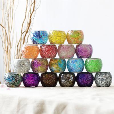 China Creative Glass Home Candlestick Mosaic Decoration Color Candlestick Valentines Day Wedding Decoration Candle Lantern Holder Ornaments for sale