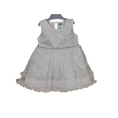 China Anti-wrinkle Sleeveless Dress Lace White Flower Print Baby Summer dress Toddler Girl Glitter Grenadine Girl Dress for sale