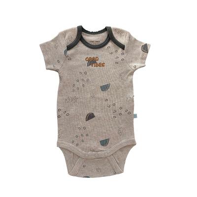 China Casual Wear Summer Wholesale Infant Toddler Baby Clothes Cotton Romper Simple Letter Baby Bodysuit for sale