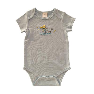 China Comfortable  Breathble Wholesale Newborn Baby Summer Girl Boy Clothes Solid Color Short Sleeve Romper Baby Bodysuit for sale