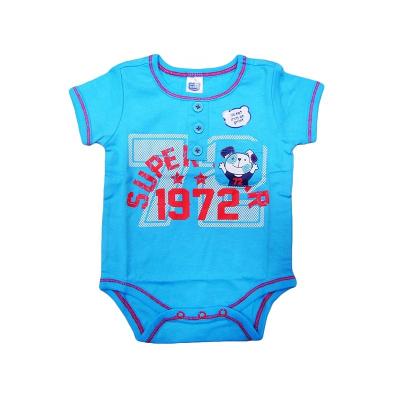 China Comfortable  Breathble Newborn Infant Baby Girl Boy Summer Clothes Lovely Blue Dog Short Sleeve Romper Bodysuit for sale