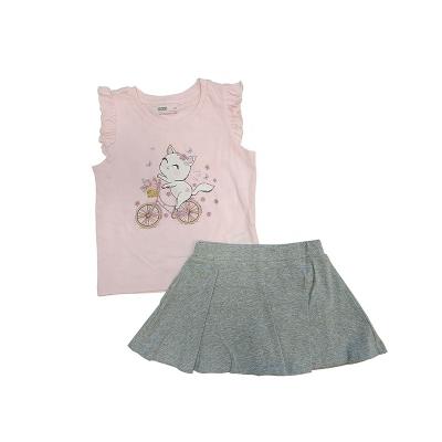 China Breathable Custom Baby Girl Casual Summer Baby Cotton Short Sleeve Tshirt Short Skirt 2 Piece Set for sale