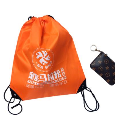 China Waterproof and Recycle Custom Advertising Polyester Oxford Sports Waterproof Marathon Storage Nylon Drawstring Bag Promotion for sale