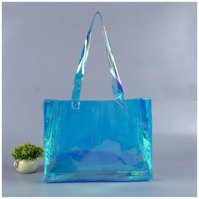 China Holographic PVC Laser Shoulder Bag Women Water Resistant Transparent Tote Handbag Ladies Fashion Shopping Bags for sale