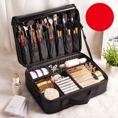 China Large Capacity Durable Travel Makeup Train Case Brush Organizer Professional Portable Artist Storage Cosmetic Bag For Makeup Accessories for sale