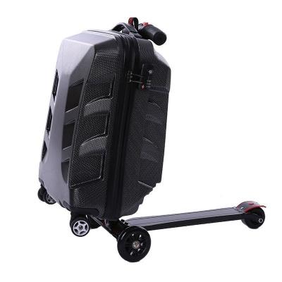 China Wholesale PC Junior High Quality Luxury Best Wheel Smart Travel Fashion Scooter Trolley With Skateboard Pedal for sale