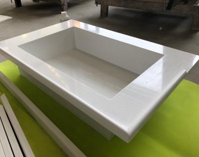 China Modern Epoxy Resin Slabs Pure White Terrazzo Slab Artificial Stone Bathroom Sink Customized Sizes for sale