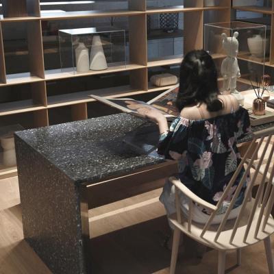 China GUIYI B1 modern high quality black terrazzo floor slab/concrete artificial stone table top/design/furniture for sale