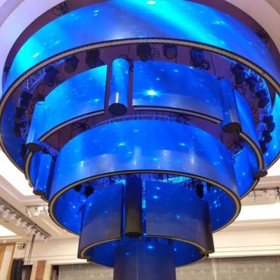 China Factory wholesale flexible led display column cabinets glass wall led display screen for indoor use for sale