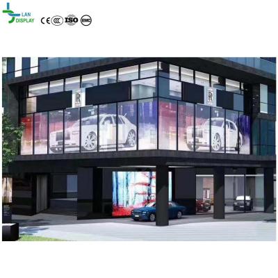 China outdoor led transparent curtain display outdoor transparent led curtain display LED video mesh display led pixel dot for advertising for sale