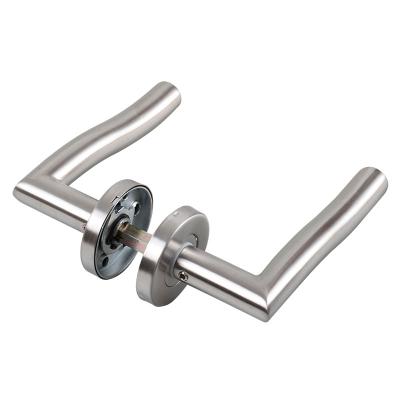 China Modern classic satin 304 stainless steel wave tube type lever lock door handle with escutcheon parts internal door handle lever door for sale