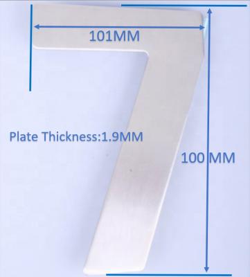 China Modern 100MM SS Room Single Numbers Stainless Steel Number 7 With Screw Can Do Desktop Room Numbers for sale