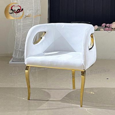 China Removable Cover Luxury Design Blush Nordic White Metal Leg Velvet Wedding Chair for sale