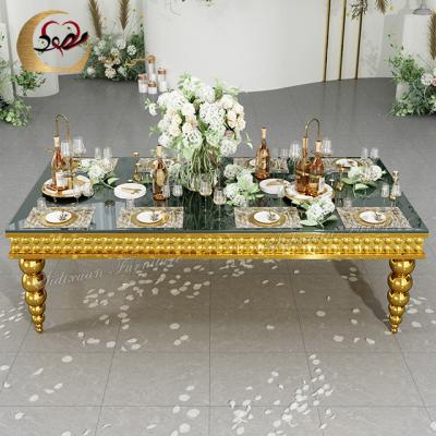 China New Design Customized Luxury Stainless Steel Restaurant Dining Table Glass Top Set for sale