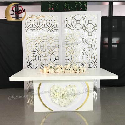 China Customized White MDF Furniture Heart Design Iron Frame Banquet Restaurant Led Table for sale