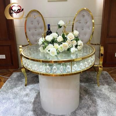 China Customize Cake Table Furniture Wedding Furniture Clear Glass Top Dining Table for sale