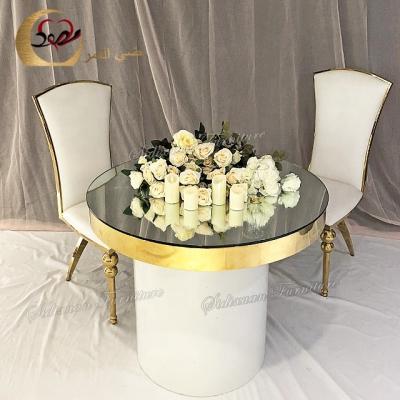 China Customized metal frame stainless steel round shape banquet hall use wedding tables for sale