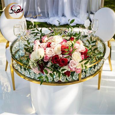 China Customize Wedding Decoration Round Wedding Cake Table With Crystals for sale