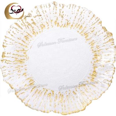 China Romantic& Modern Customized Wedding Decoration Furniture Reef Charger Elegant Glass Dishes for sale