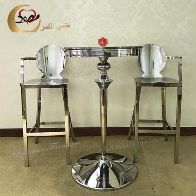 China Modern Silver Industrial Boy Hi Table Stainless Steel Chrome High Bar Table For Bar for sale