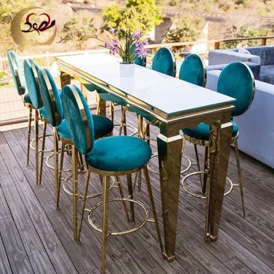 China Modern Stainless Steel Legs Outdoor Mirrored Glass Bar Table for sale