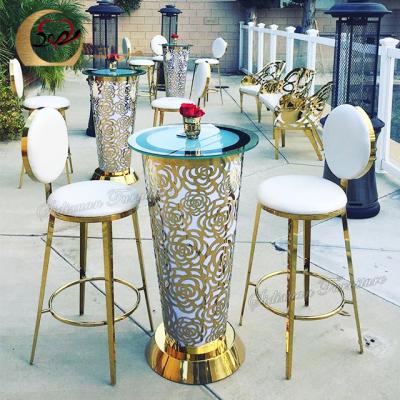 China Good Welding LED Hotel Nightclub Cocktail Wine Tables Illuminated Round Bar Table Furniture for sale