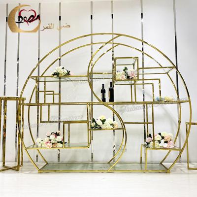 China Romantic& Elegant Gold Stainless Steel Frame Wedding Party Glass Beer Display Racks for sale