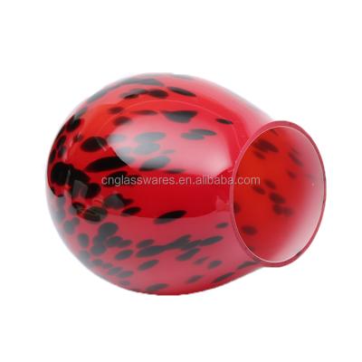 China Hanging European Traditional Black Dots Red Stained Glass Lamp Shade For Glass Aroma Oil Diffuser for sale