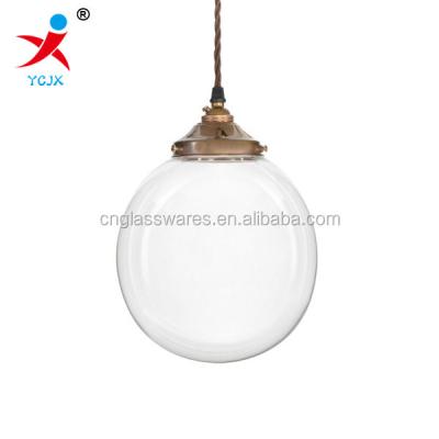 China Glass Ball Hanging Light 200mm Globe Pendant Clear Glass Shade / Hanging Glass Ball Pendant Light for sale