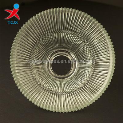 China Industrial Glass Lamp Pressed Ribbed Glass Industrial Lamp Cover / Ribbed Glass Light Shade for sale