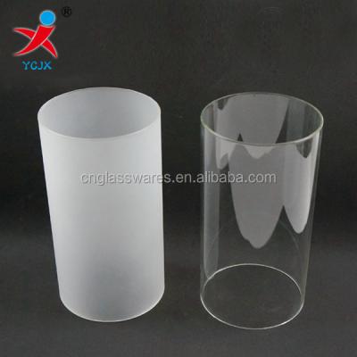 China Frosted Glass Cylinders Hand Swollen Pyrex Latern Clear End Borosilicate Glass Tube Heat Resistant Cylinder For Candle Cover for sale