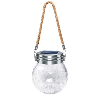 China Outdoor Garden Garden Glass Hanging LED Waterproof Solar Lantern Lighting Backyard Decorative Lights for sale