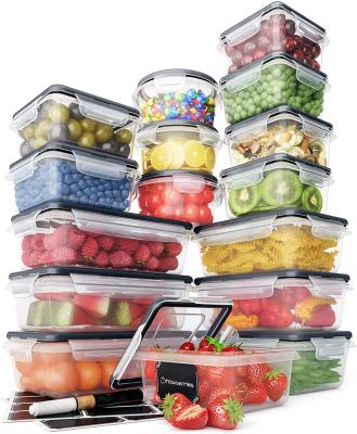 China 16 Pack Set Plastic Kitchen Microwave Fridge Freshness Preservation With Lids Easy Instant Food Storage Container for sale