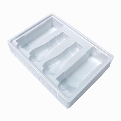 China Skin Care Kit Insert Tray White PS Plastic Packaging Blister Molded Tray for Cosmetics Set for sale