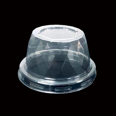 China Clear PET Blister Cup Lid for Coffee Boba Milk Tea Yogurt Customizable Crystal Shape for sale