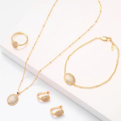 China New Fashion Jewelry GARAANTIIE Fashion Oval White Diamond Plated 18K Color Women's Jewelry Set Wedding Party for sale