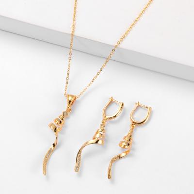 China Jewelry GARAANTIIE Fashion Simple Women's Party Jewelry Necklace Set Latest Italian Gold Jewelry Set Wedding Spiral Jewelry Set Large for sale