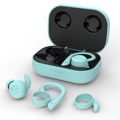 China New Design Mini TWS In-ear Ear Hanging BT Earbuds Earphone Tooth V5.0 HD HiFi Blue Noise With Fashion Color TWS With Charging Case for sale