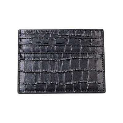 China Minimalist Thin Thin Wallet Business RFID Blocking Credit Card Holder Slot Crocodile ID Leather UNISEX Card Case for sale